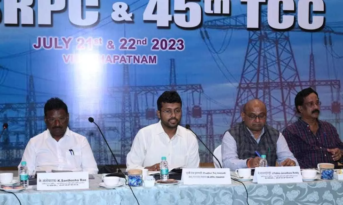 Chairman and Managing Director of APEPDCL Prudhvitej Immadi speaking at the 47th meeting of the Southern Regional Power Committee meeting held in Visakhapatnam on Saturday