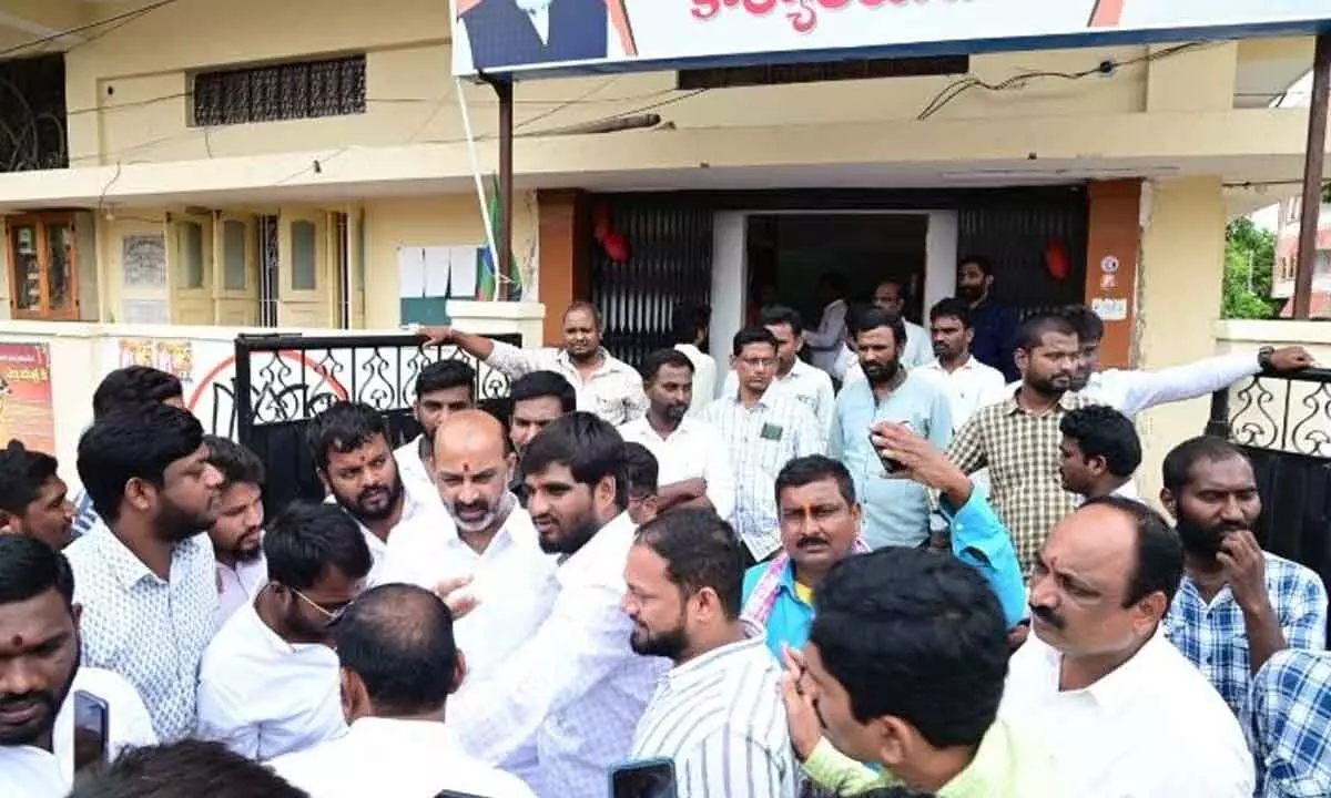 Bandi Sanjay meets his followers in Karimnagar