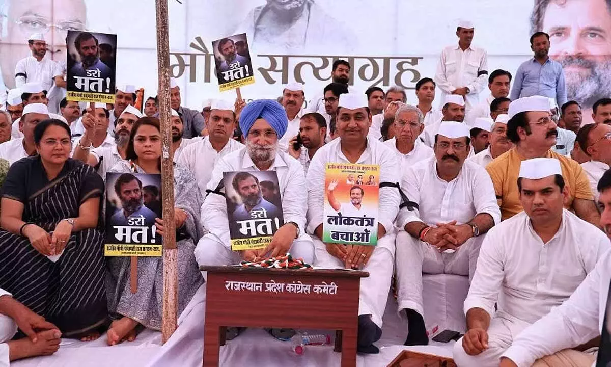 Congress party holds silent protest at Jantar Mantar in Delhi on Manipur violence