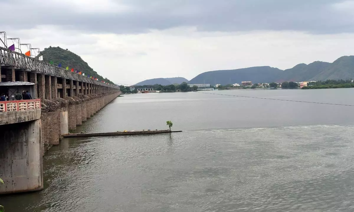 Prakasam Barrage in Vijayawada recorded rise in water level on Sunday  Photo: Ch Venkata Mastan