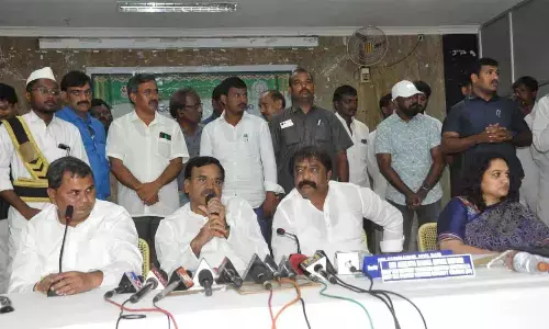 Deputy Chief Minister Amzad Basha addressing the Zilla Parishad general body meeting at ZP meeting hall in Kurnool on Saturday. Labour Minister Gummanur Jayaram, ZP Chairman Yerrabothula Papi Reddy and Kurnool District Collector Dr G Srijana are also seen.