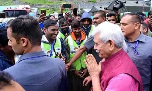 J&K LG visits Baltal base camp, interacts with Amarnath pilgrims