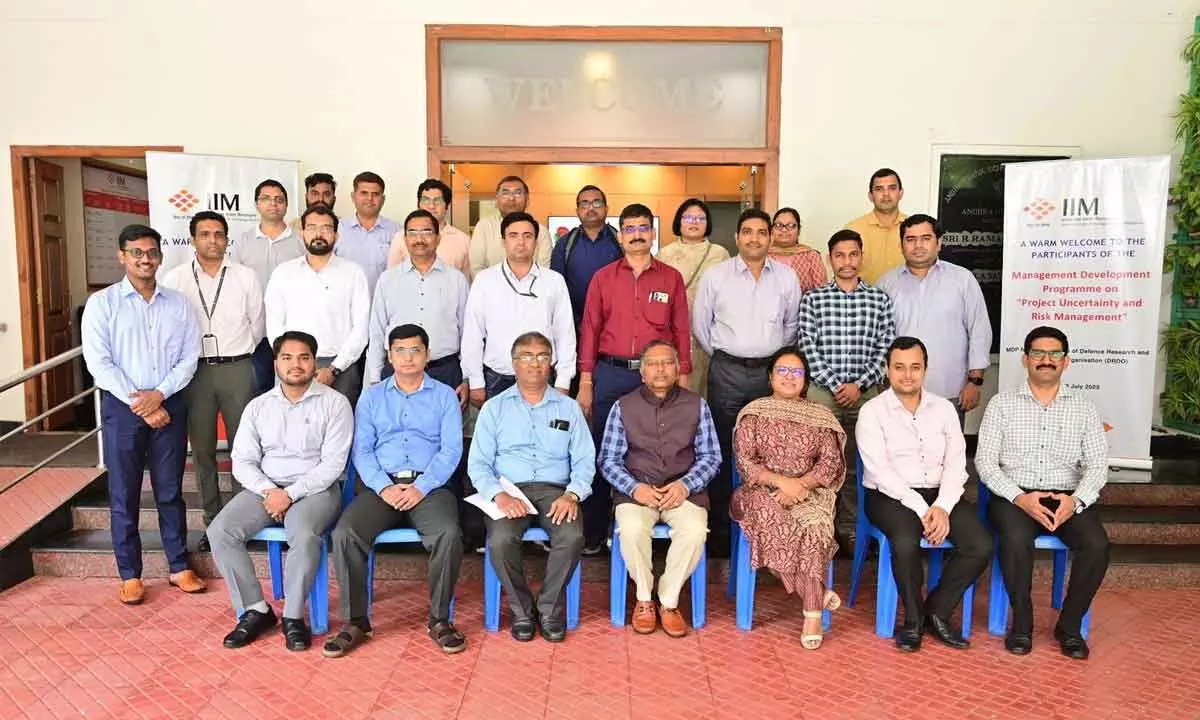 DRDO scientists and Naval Armament Service officers at a programme at IIMV in Visakhapatnam on Monday