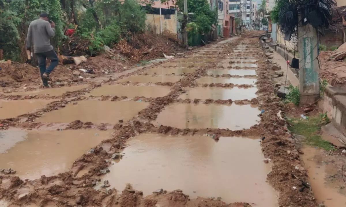 Newly laid cement roads in Hathiramji Colony of Bairagipatteda area in Tirupati