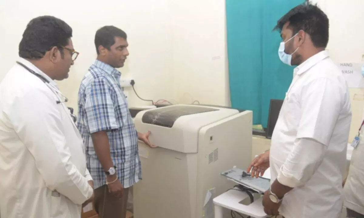 District Collector M Harinarayanan inspecting FPC at Adireddy Palem village on Tuesday