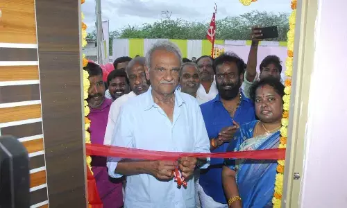 CPI national secretary K Narayana inaugurating party office at A B Bardhan Nagar in Tirupati on Monday