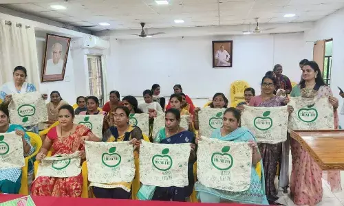 Inner Wheel Club of Vijayawada Midtown president K Harita Chowdary and trainees at the inauguration of training course in Vijayawada on Monday
