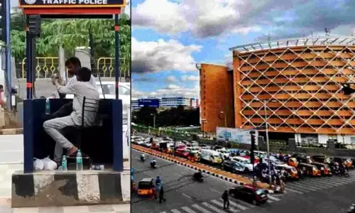 Cyberabad traffic booth turns into ‘peg pe charcha’ at Hitec city