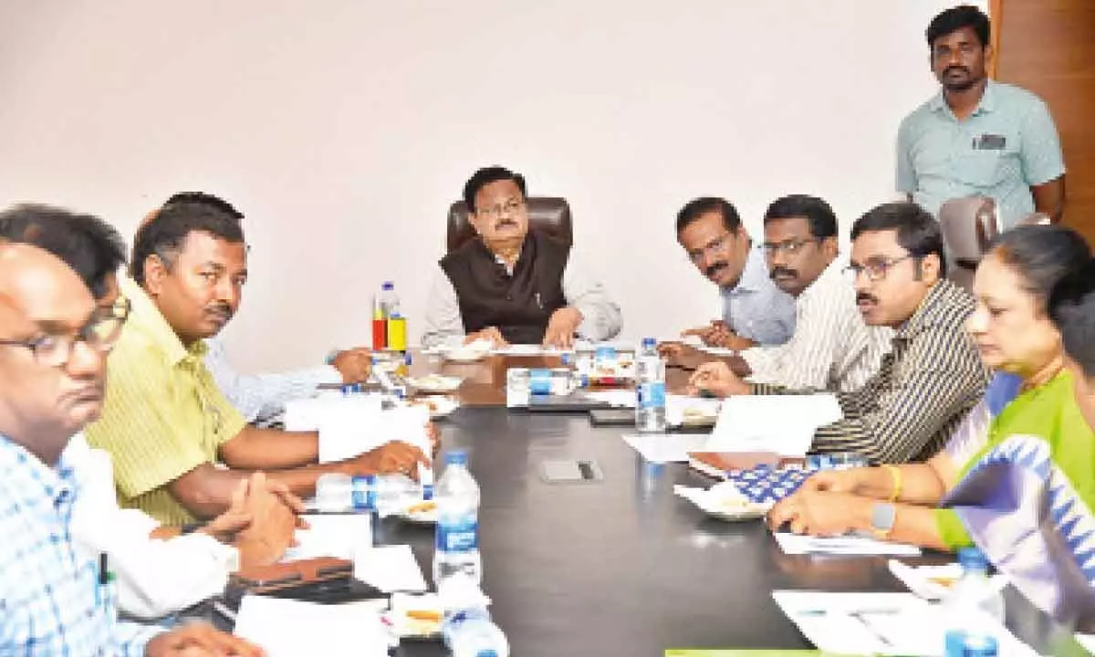 District Collector K Venkataramana Reddy speaking to the  officials at the DIEPC meeting in Tirupati on Wednesday