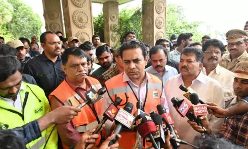 Cops shield KTR as people pose questions over projects