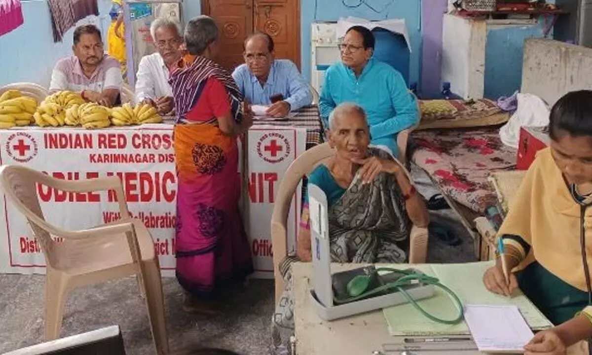 Indian Red Cross Society organised a medical camp at Veera Brahmananda Swamy Ashram in Karimnagar on Saturday