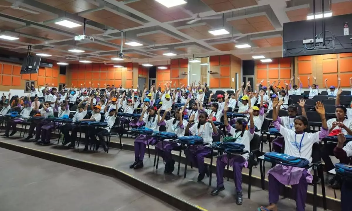 Students taking part in the theory class at the science camp in IISER Tirupati.