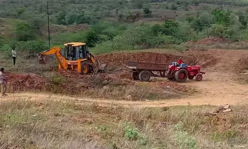 Illegal excavation activity going on at Pylon Colony Vaikuntha Dhamam, nestled under the protective shade of the Amrabad Tiger Reserve Forest