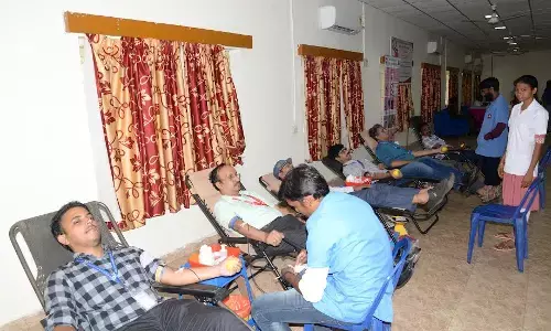 Volunteers contributing to blood donation camp at NSTL