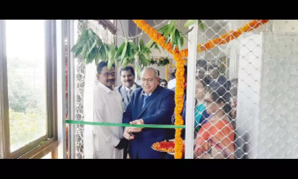 Justice Dr K Manmadha Rao inaugurating the Legal Aid Defence Council office at the District Court Complex in  Ongole on Saturday