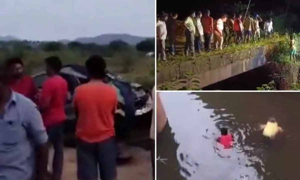 One dead and three injured after car plunges into a canal East Godavari