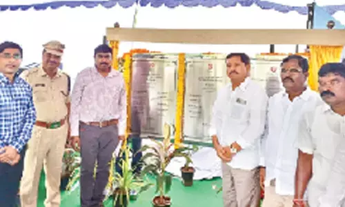 MP Mahabubnagar Manne Srinivas Reddy at Mahabubngar Railway Station taking part in laying of foundation stone for renovation works on Sunday