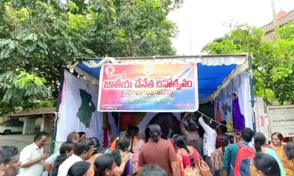 Visakhapatnam: A handloom stall at Collectorate