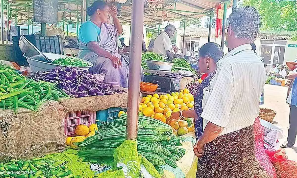 Consumers purchasing vegetables at Machilipatnam  Rythu Bazaar