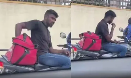 Zomato delivery guy seen eating customer’s food