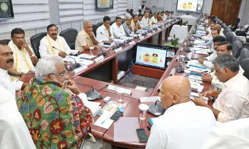 TTD chairman Y V Subba Reddy presiding over the Trust Board meeting at Tirumala on Monday