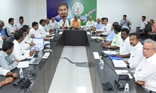 Group of Ministers holding a meeting with the employees of the energy sector at the Secretariat at Velagapudi on Wednesday