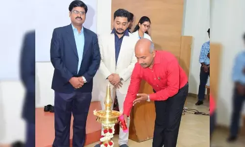 Dr Kumaredhan, Dr Arunachalam and Dr Kiran inaugurating neurodevelopment workshop held at Apollo Physiotherapy College in Chittoor on Sunday
