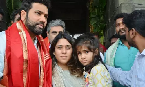 Indian cricket team  captain Rohit Sharma along with his family at Tirumala on Sunday