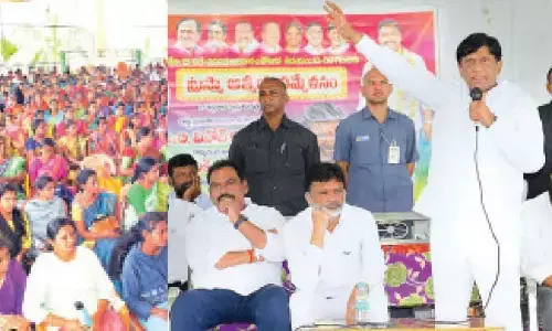 State Planning Commission vice-president B Vinod Kumar speaking in the meeting Choppadandi on Sunday