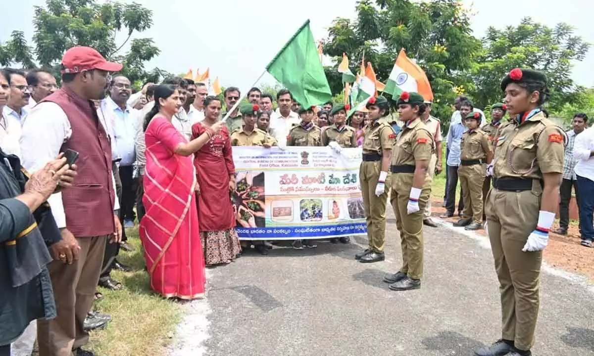 District Collector Dr K Madhavi Latha flagging off a rally in Rajamahendravaram on Monday