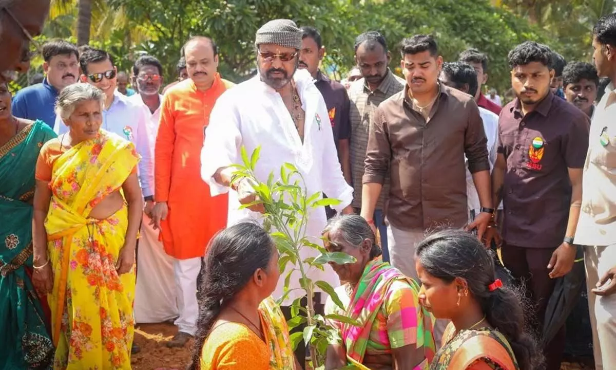 Actor Mohan Babu holds tree planting event on 77th Independence Day