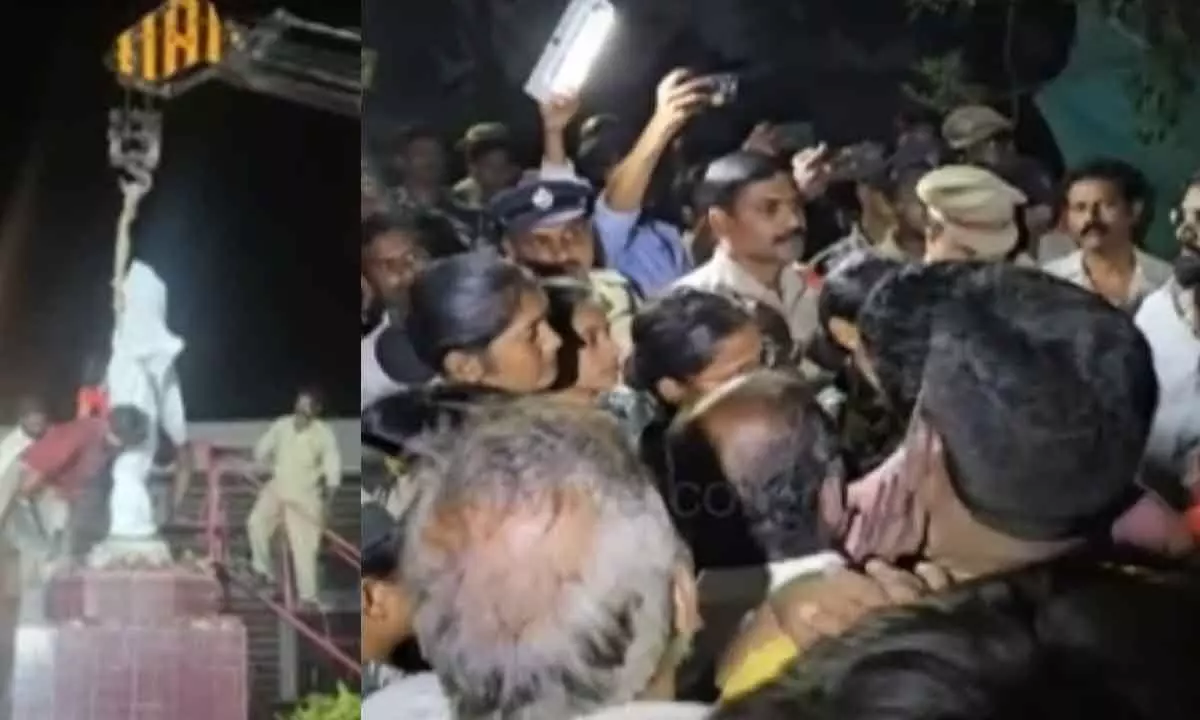Andhra Pradesh: Tension triggers at Nandigama over removal of idols