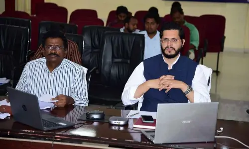 District Collector Dr Manazir Jilani Samoon conducting a video conference with the officials at the Collectorate in Nandyal on Wednesday