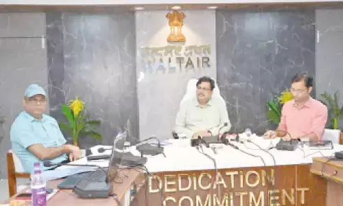 Divisional Railway Manager of Waltair Saurabh Prasad briefing the media about the new projects in Visakhapatnam on Wednesday