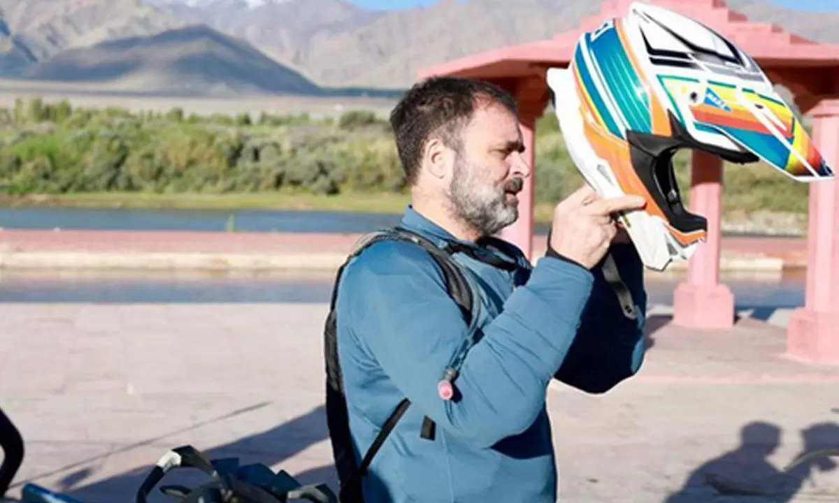 Rahul rides his bike from Leh to Pangong lake, remembers his late fathers words