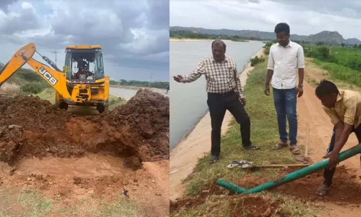Revenue and irrigation officials dismantles illegal pipelines from canal