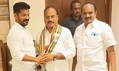 Denied ticket, the BRS  MLAs  Husband joins Congress