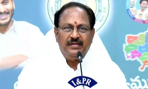 Endowments Minister  Kottu Satyanarayana  addressing a press conference  at the Secretariat at Velagapudi on Tuesday