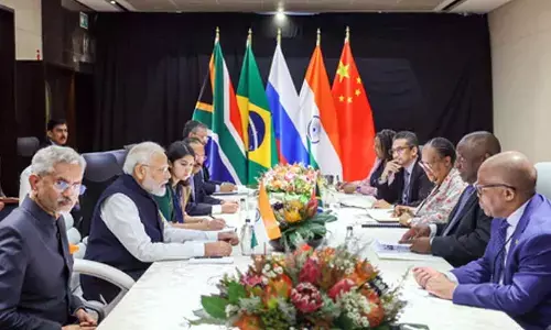PM Narendra Modi holds bilateral discussions with South African president Cyril Ramaphosa