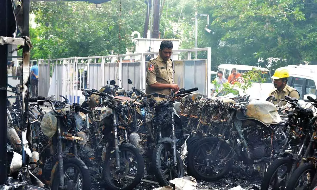 Vijayawada: 400 motorbikes gutted in fire