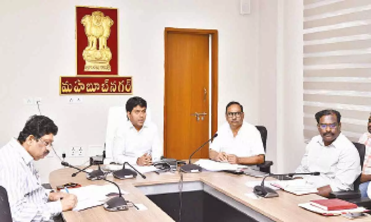 District collector G Ravi Nayak speaking to the Tahsildars during a video conference meeting on Thursday