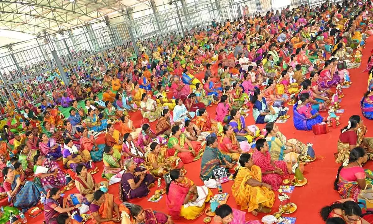 Mass Varalakshmi Vratams held on grand scale at Srisailam temple