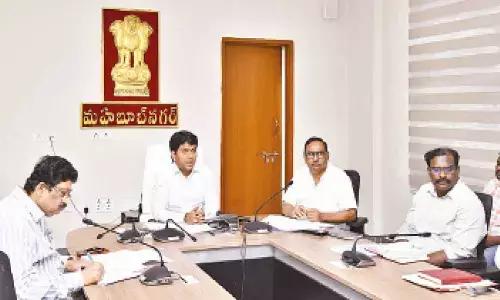 District collector G Ravi Nayak speaking to the Tahsildars during a video conference meeting on Thursday