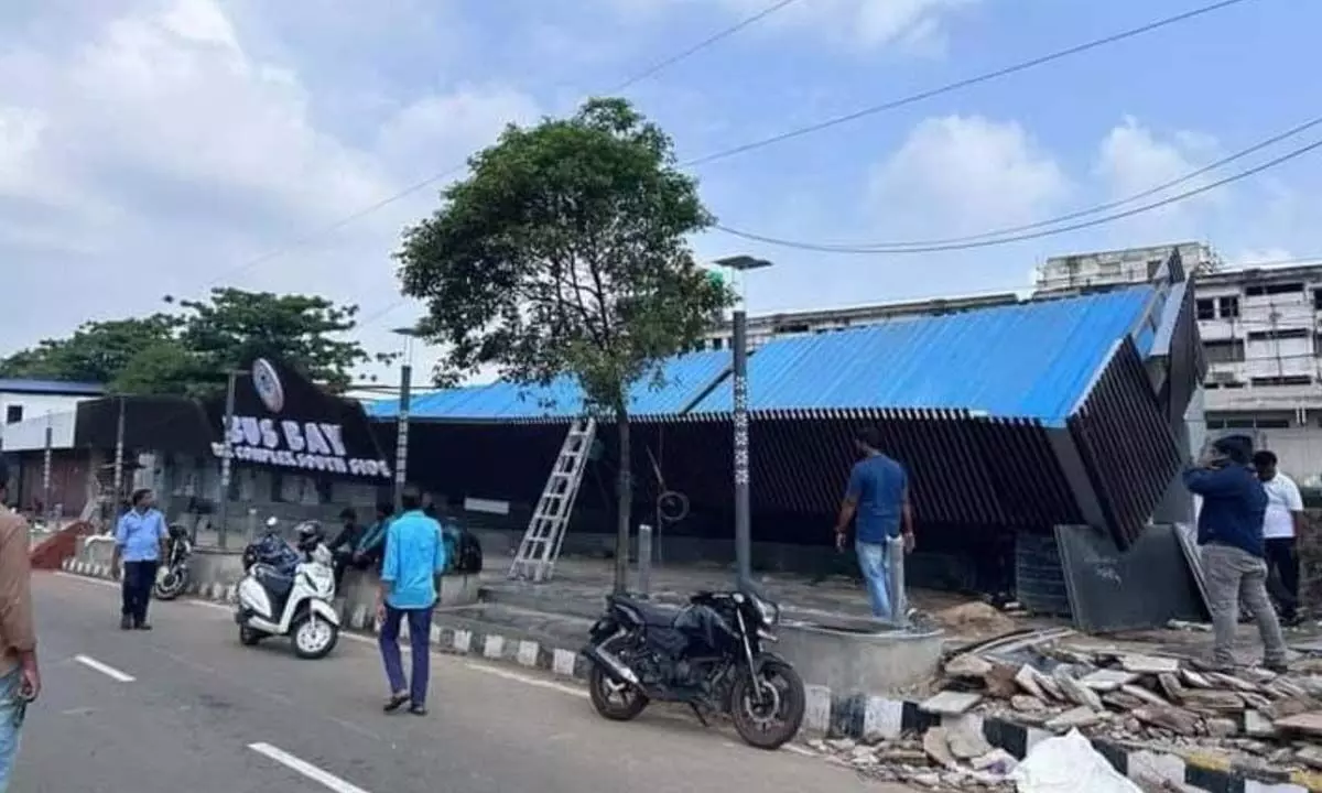 A bus bay near RTC complex collapses