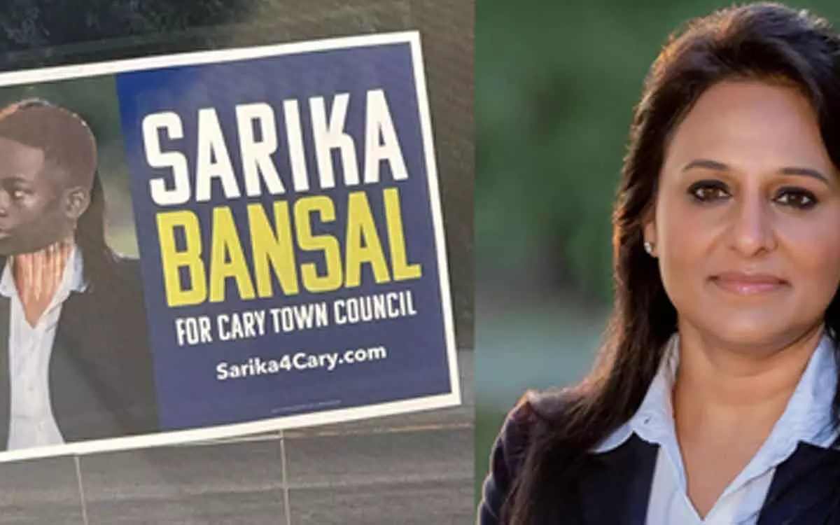 Indian-American town council candidates campaign sign defaced