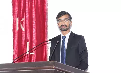 AP Skill Development Corporation MD Dr Vinod Kumar addressing an  international training programme on cyber security in Vijayawada on Monday