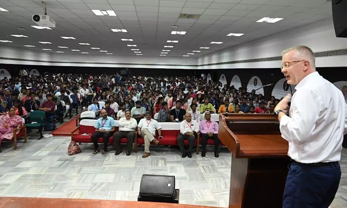 Team of UNCW, USA, addressing the GITAM students in  Visakhapatnam on Tuesday