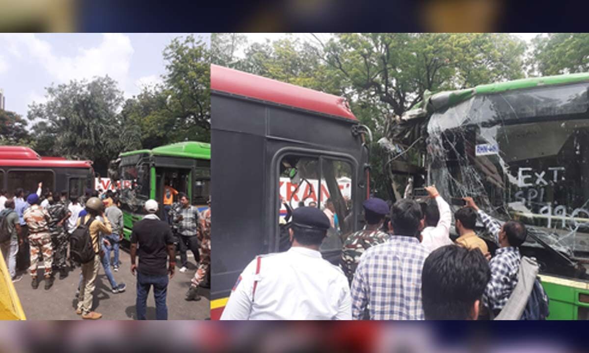 Six Injured As Two DTC Buses Collide Head On In Delhi