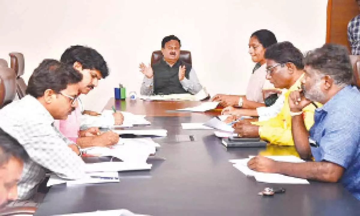 District Collector K Venkataramana Reddy speaking at the political parties’ representatives meeting in Tirupati on Wednesday.