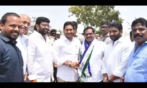 JSP leader Rayapureddy Chinna joining the YSRCP in the presence of Chief Minister YS Jagan Mohan Reddy at Jaggampet on Wednesday